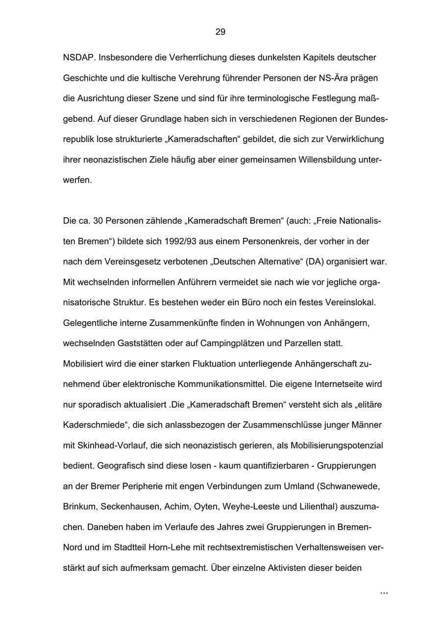 Seite 29 des Verfassungsschutzbericht 2002 Bremen
