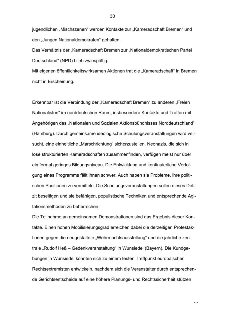 Seite 30 des Verfassungsschutzbericht 2002 Bremen