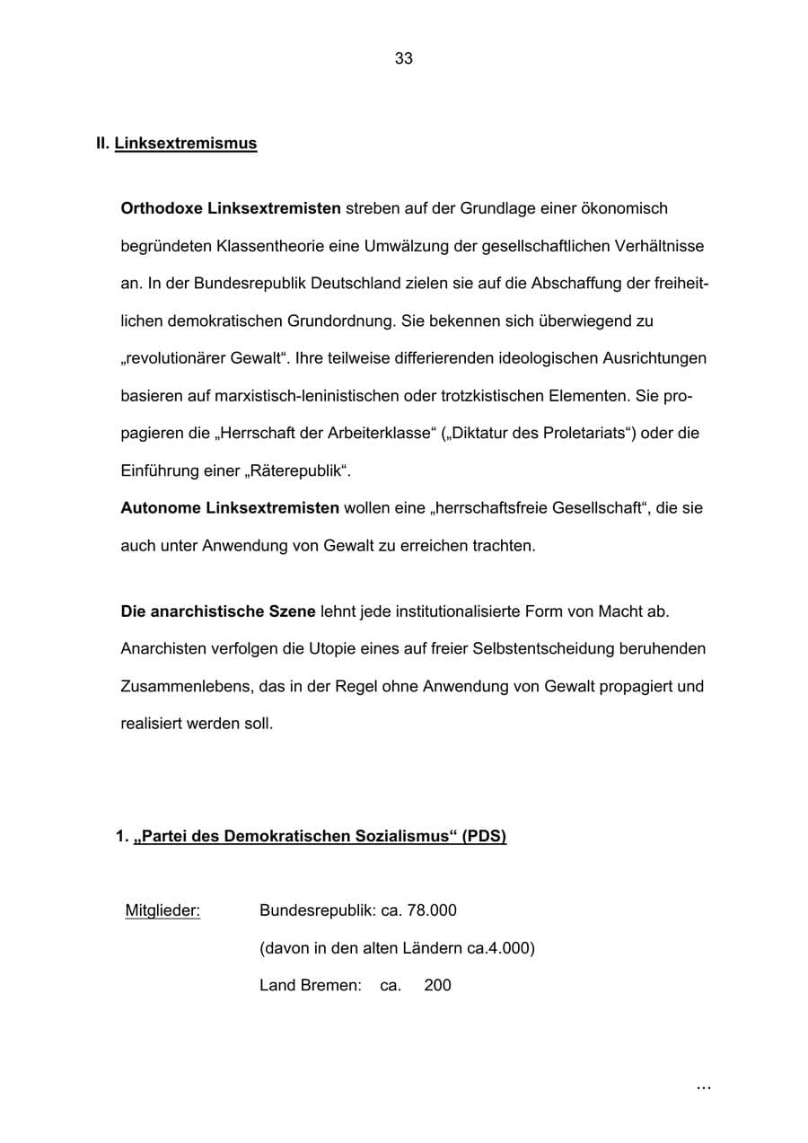 Seite 33 des Verfassungsschutzbericht 2002 Bremen