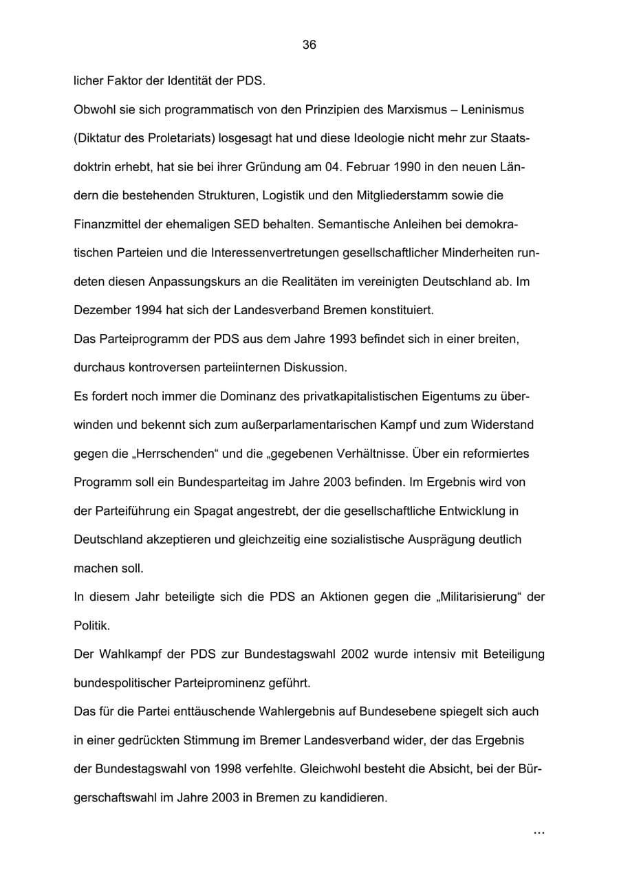 Seite 36 des Verfassungsschutzbericht 2002 Bremen
