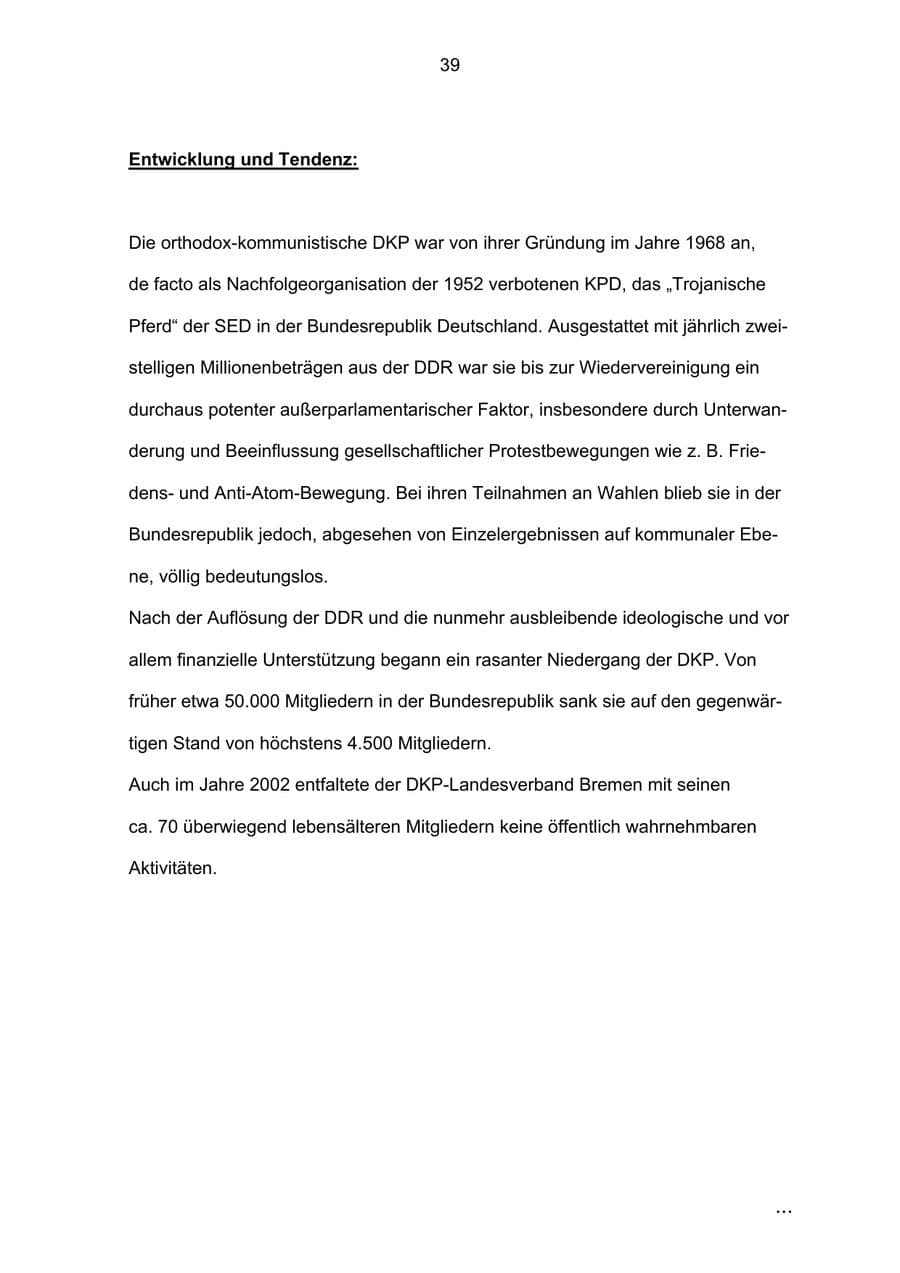 Seite 39 des Verfassungsschutzbericht 2002 Bremen