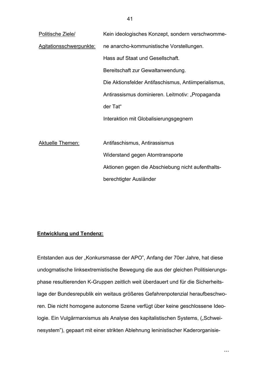 Seite 41 des Verfassungsschutzbericht 2002 Bremen