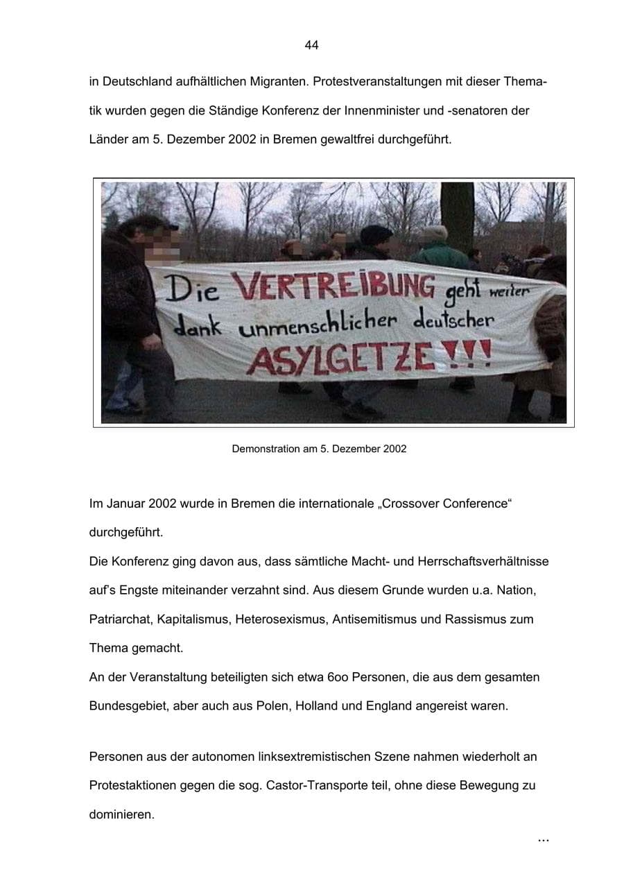Seite 44 des Verfassungsschutzbericht 2002 Bremen