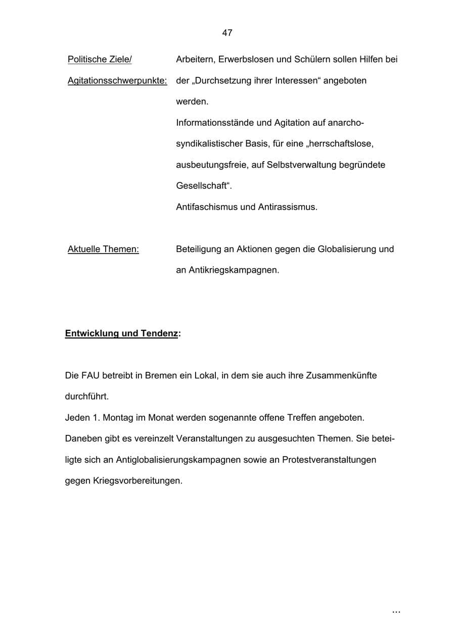 Seite 47 des Verfassungsschutzbericht 2002 Bremen