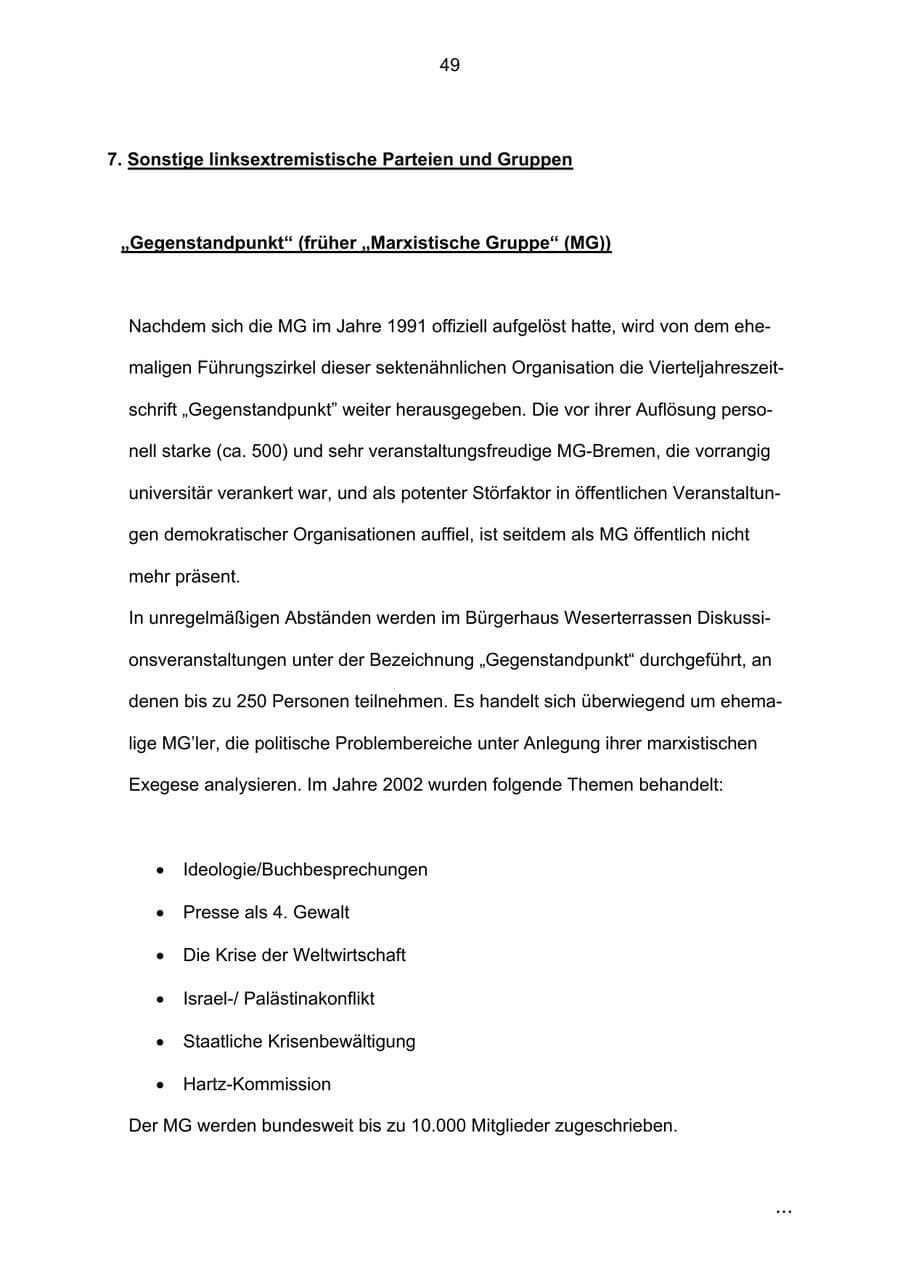Seite 49 des Verfassungsschutzbericht 2002 Bremen