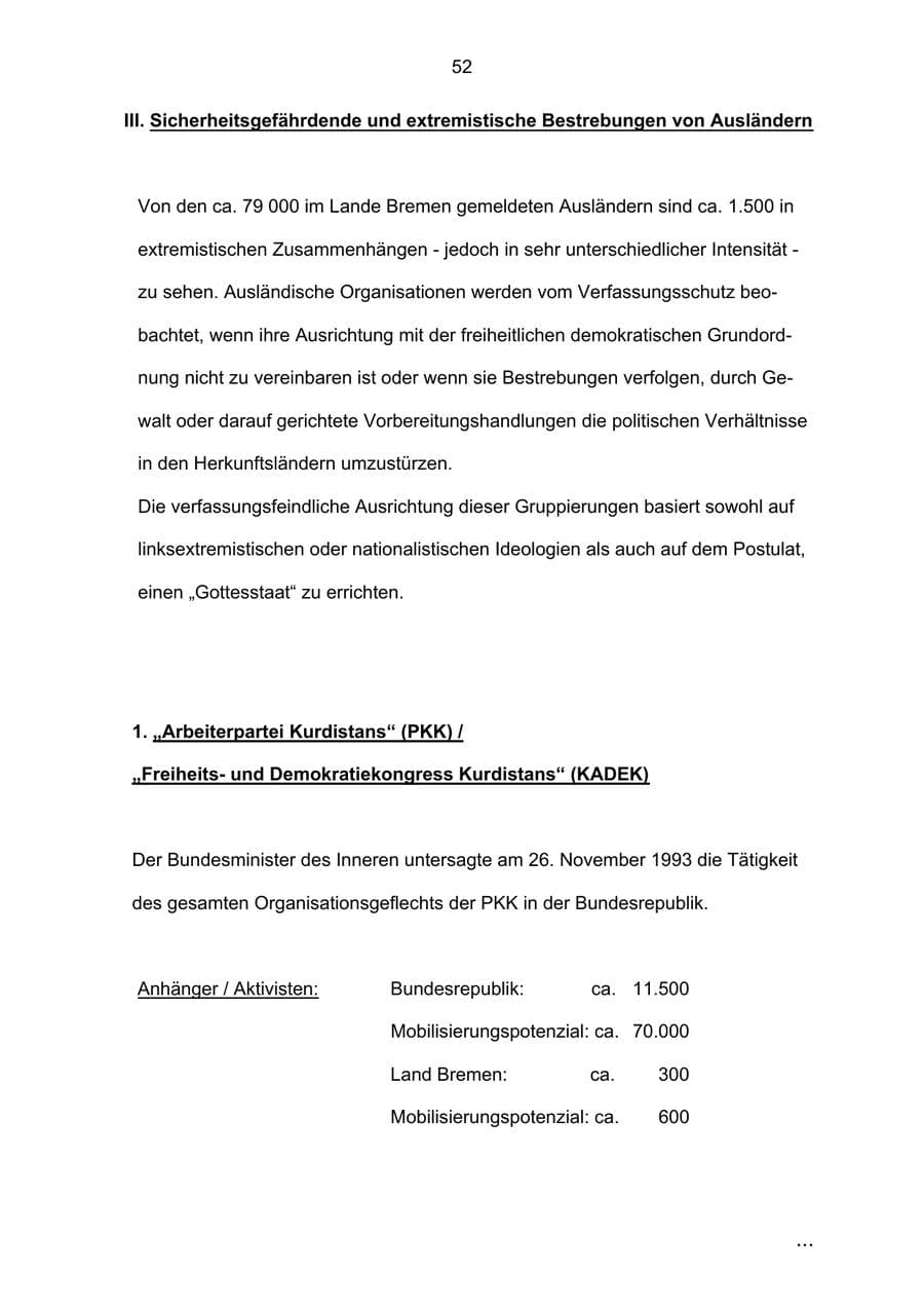 Seite 52 des Verfassungsschutzbericht 2002 Bremen