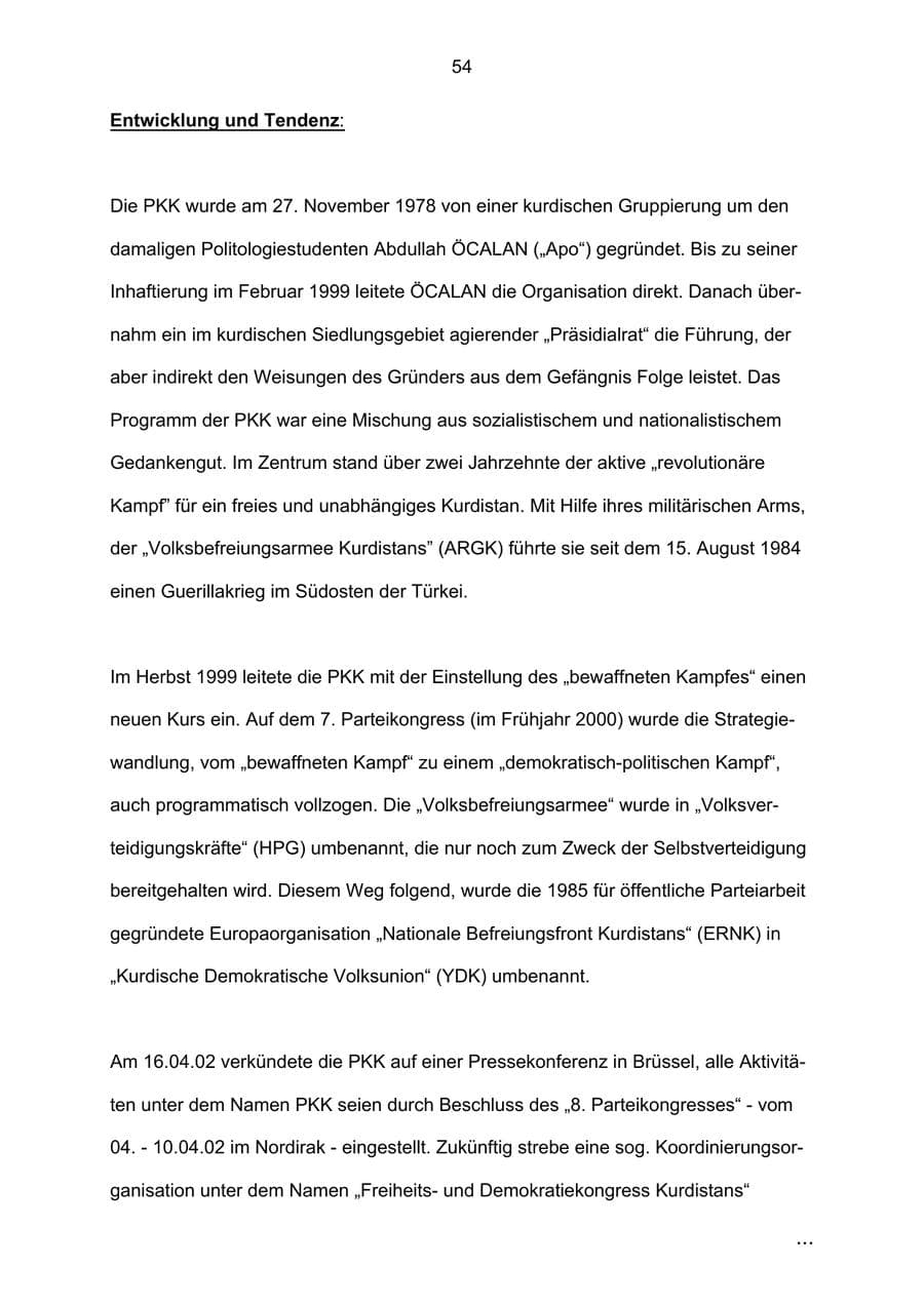 Seite 54 des Verfassungsschutzbericht 2002 Bremen