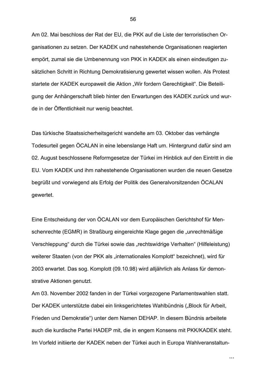 Seite 56 des Verfassungsschutzbericht 2002 Bremen