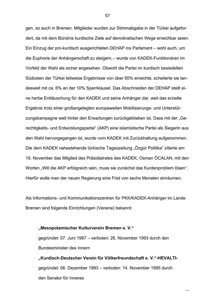 Seite 57 des Verfassungsschutzbericht 2002 Bremen