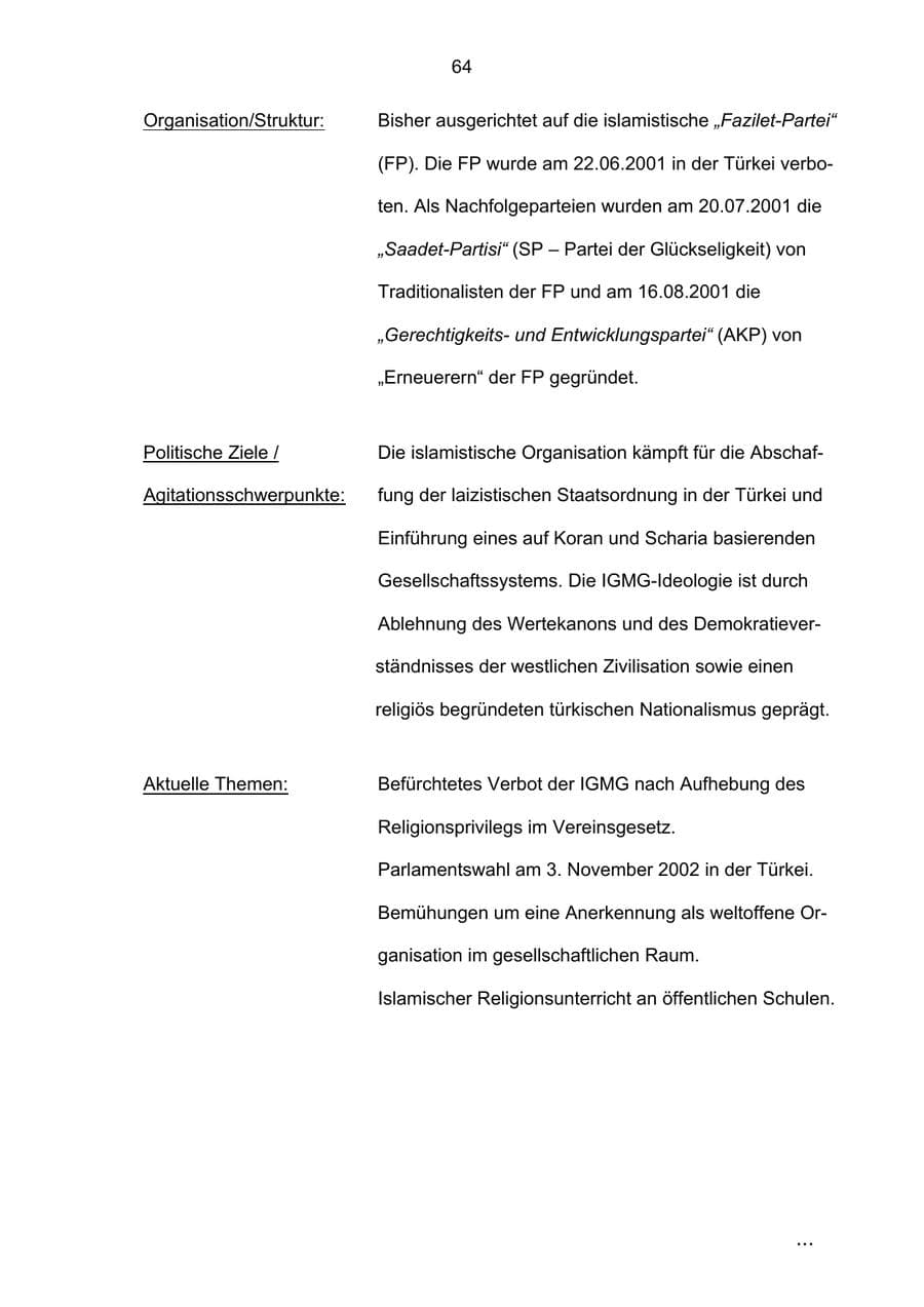 Seite 64 des Verfassungsschutzbericht 2002 Bremen