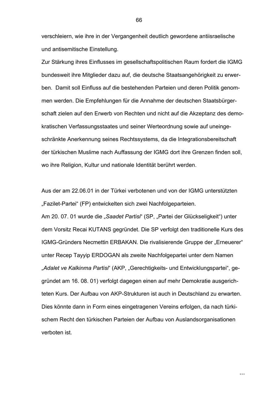 Seite 66 des Verfassungsschutzbericht 2002 Bremen