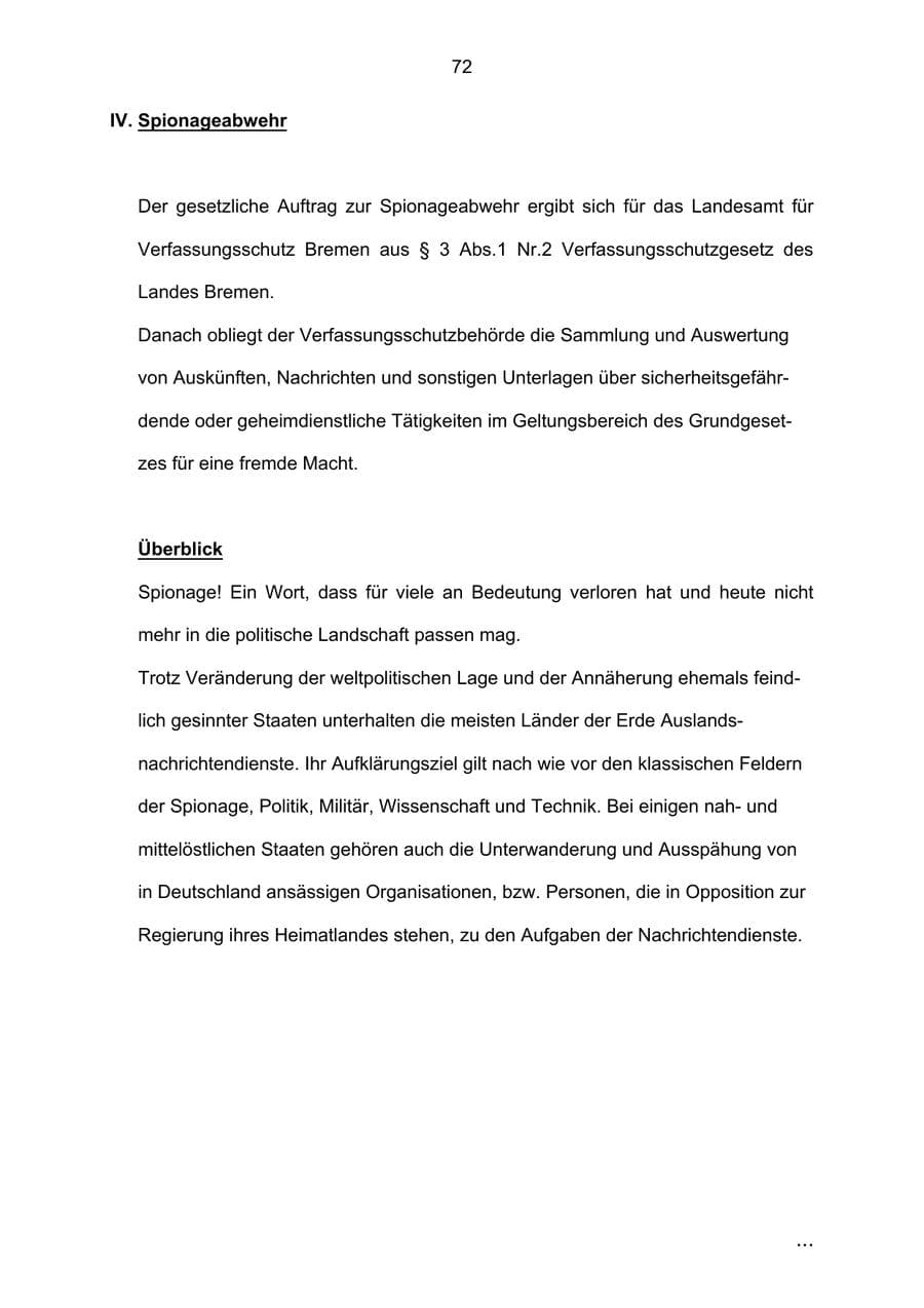 Seite 72 des Verfassungsschutzbericht 2002 Bremen
