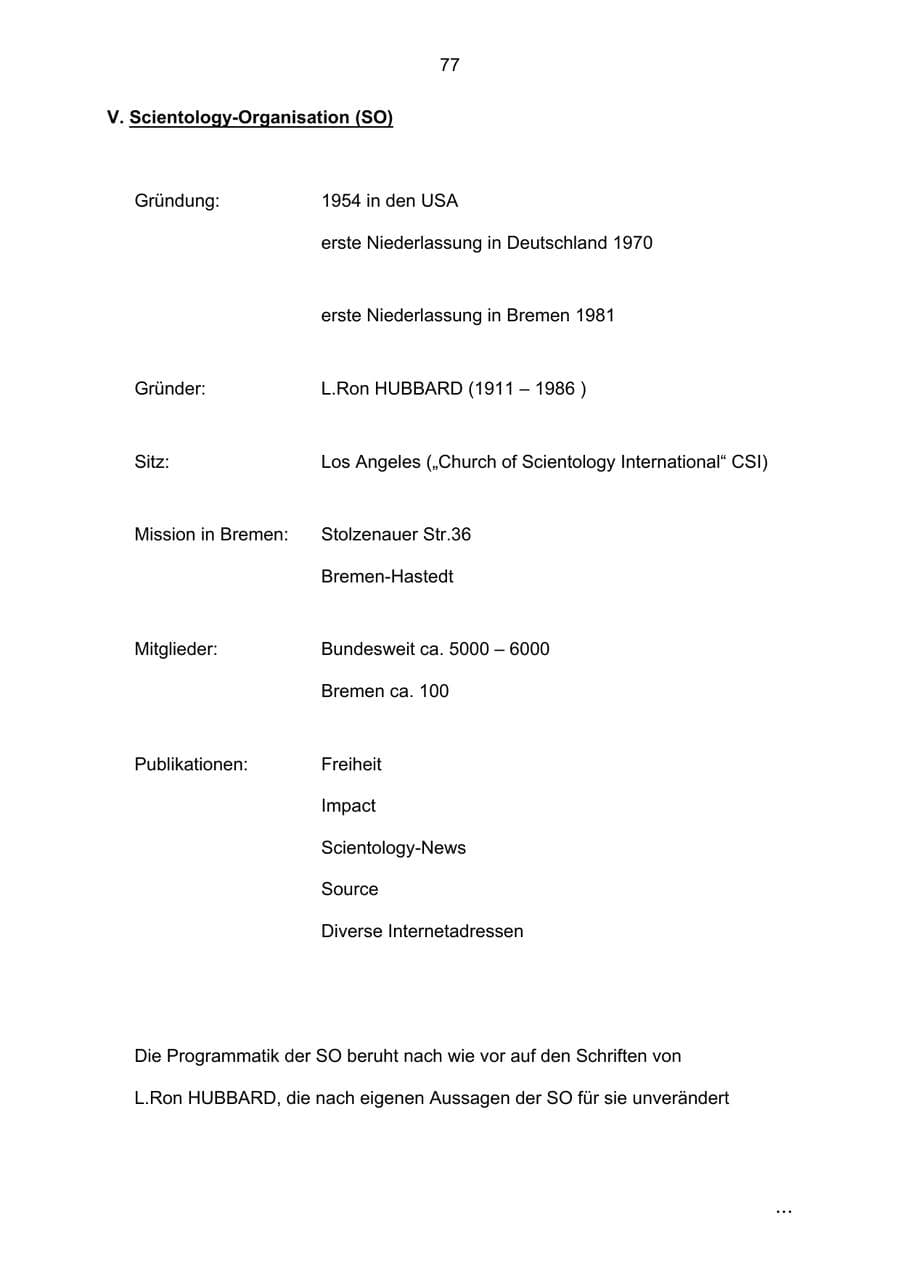 Seite 77 des Verfassungsschutzbericht 2002 Bremen