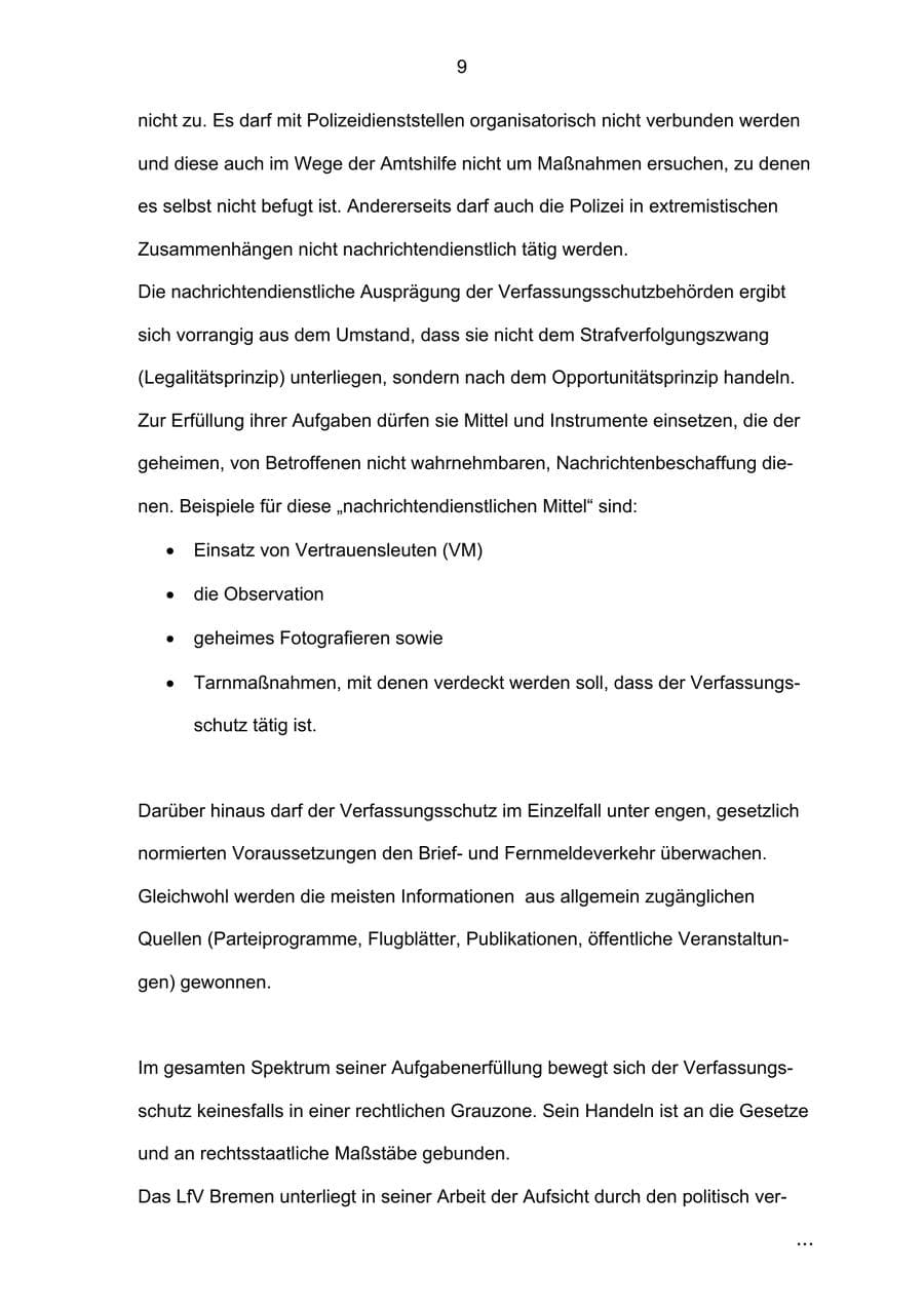 Seite 9 des Verfassungsschutzbericht 2002 Bremen