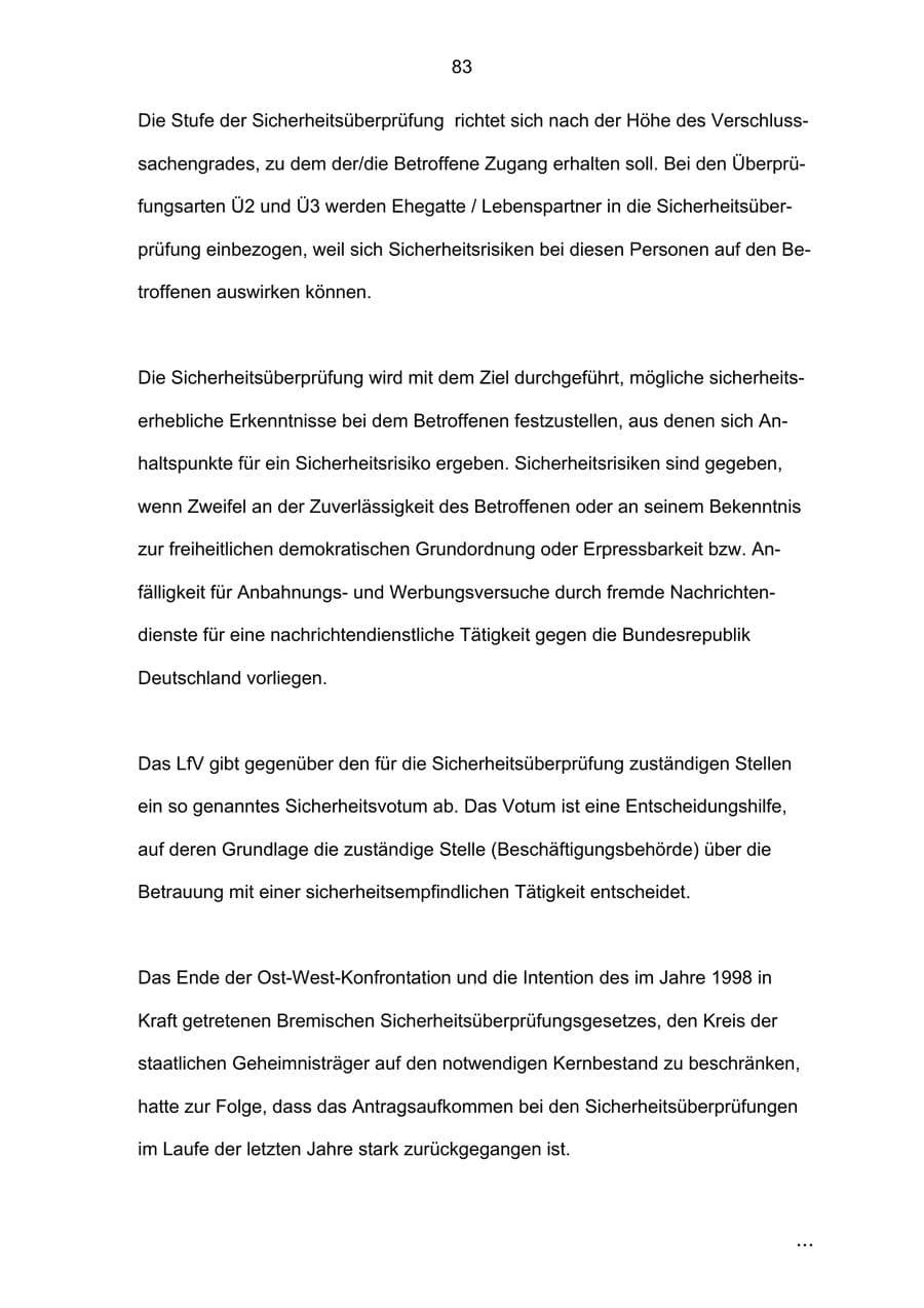 Seite 83 des Verfassungsschutzbericht 2002 Bremen