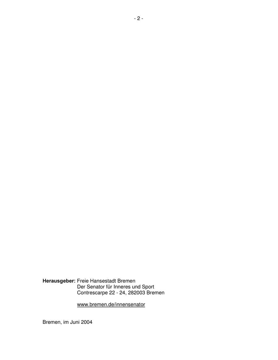 Seite 2 des Verfassungsschutzbericht 2003 Bremen