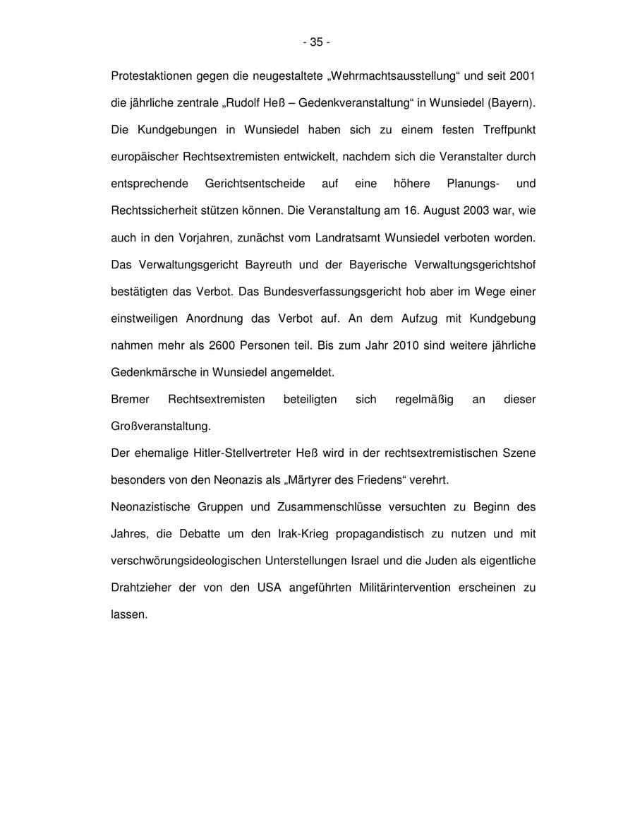 Seite 35 des Verfassungsschutzbericht 2003 Bremen