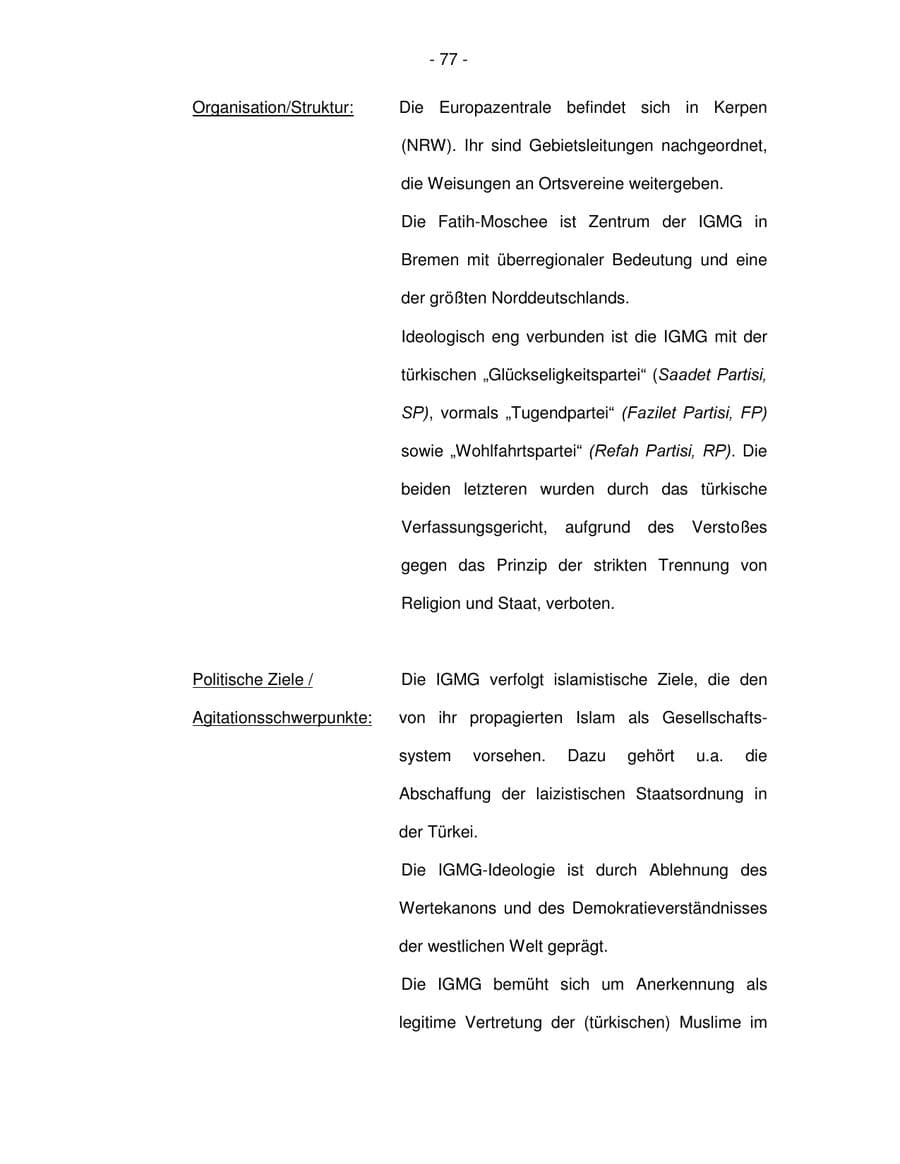 Seite 77 des Verfassungsschutzbericht 2003 Bremen