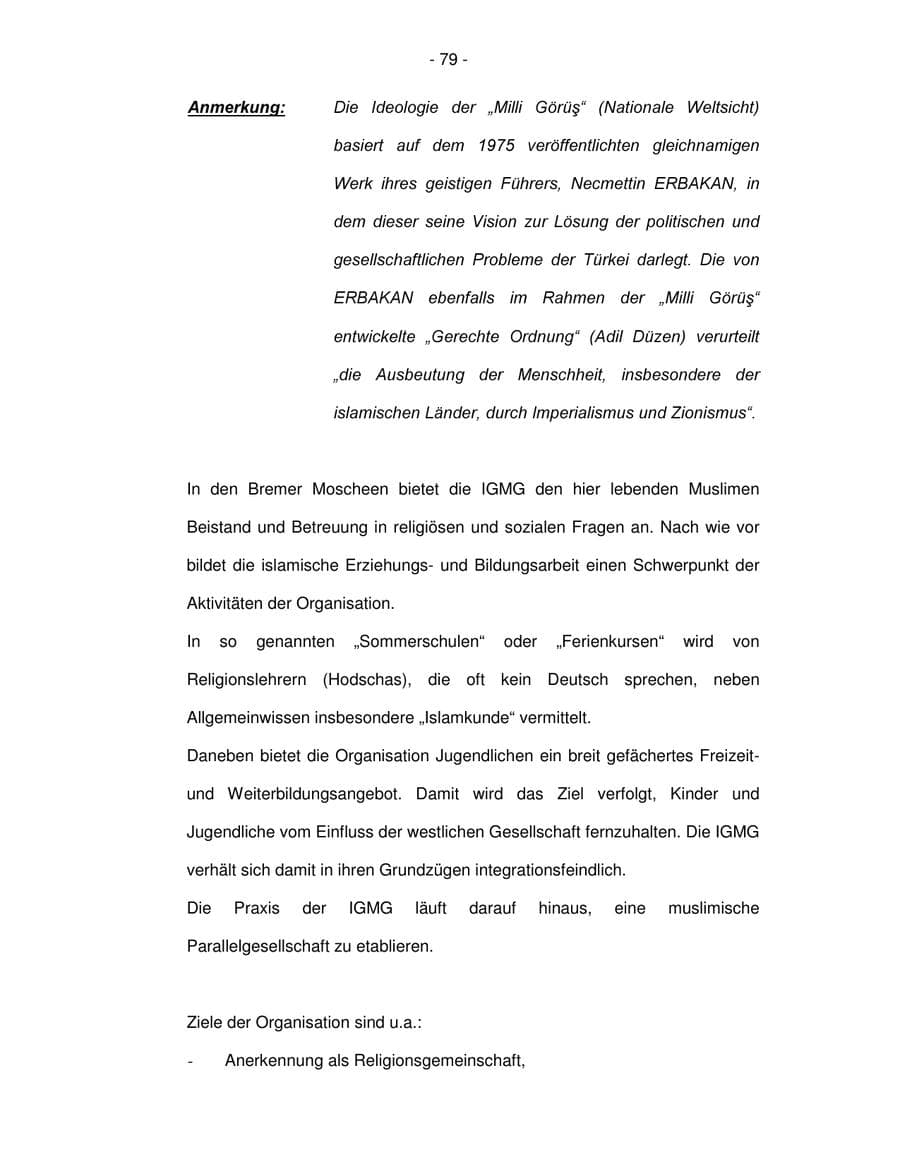 Seite 79 des Verfassungsschutzbericht 2003 Bremen