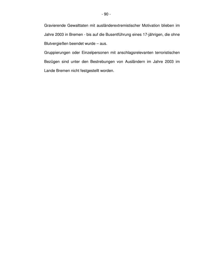 Seite 90 des Verfassungsschutzbericht 2003 Bremen