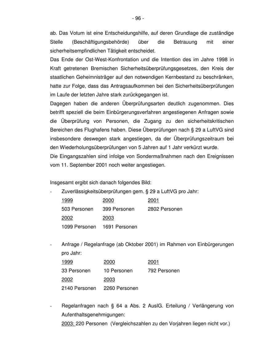 Seite 96 des Verfassungsschutzbericht 2003 Bremen