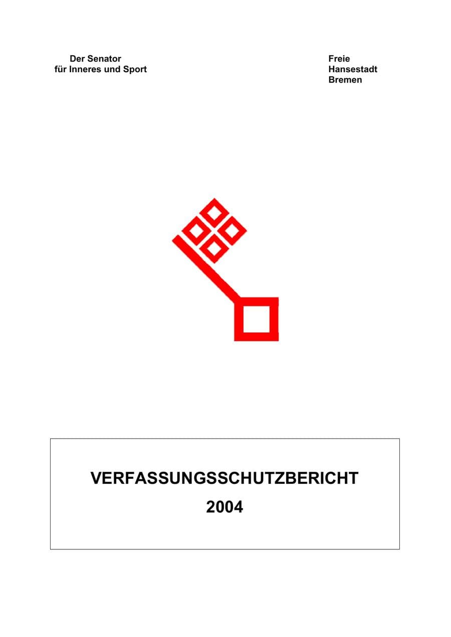 Seite 1 des Verfassungsschutzbericht 2004 Bremen