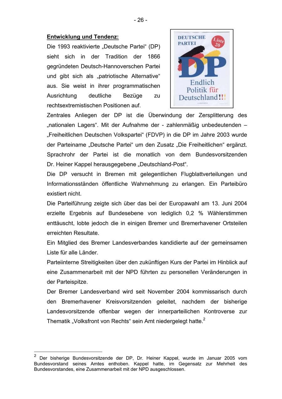Seite 26 des Verfassungsschutzbericht 2004 Bremen