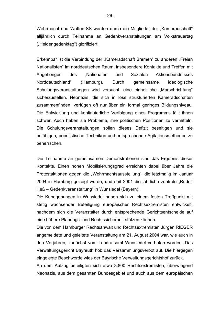 Seite 29 des Verfassungsschutzbericht 2004 Bremen