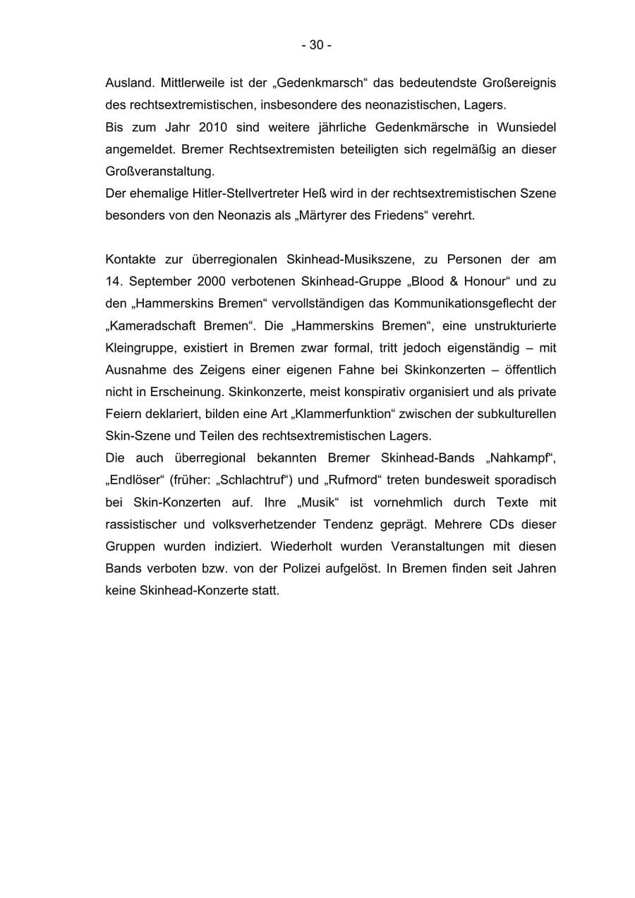Seite 30 des Verfassungsschutzbericht 2004 Bremen