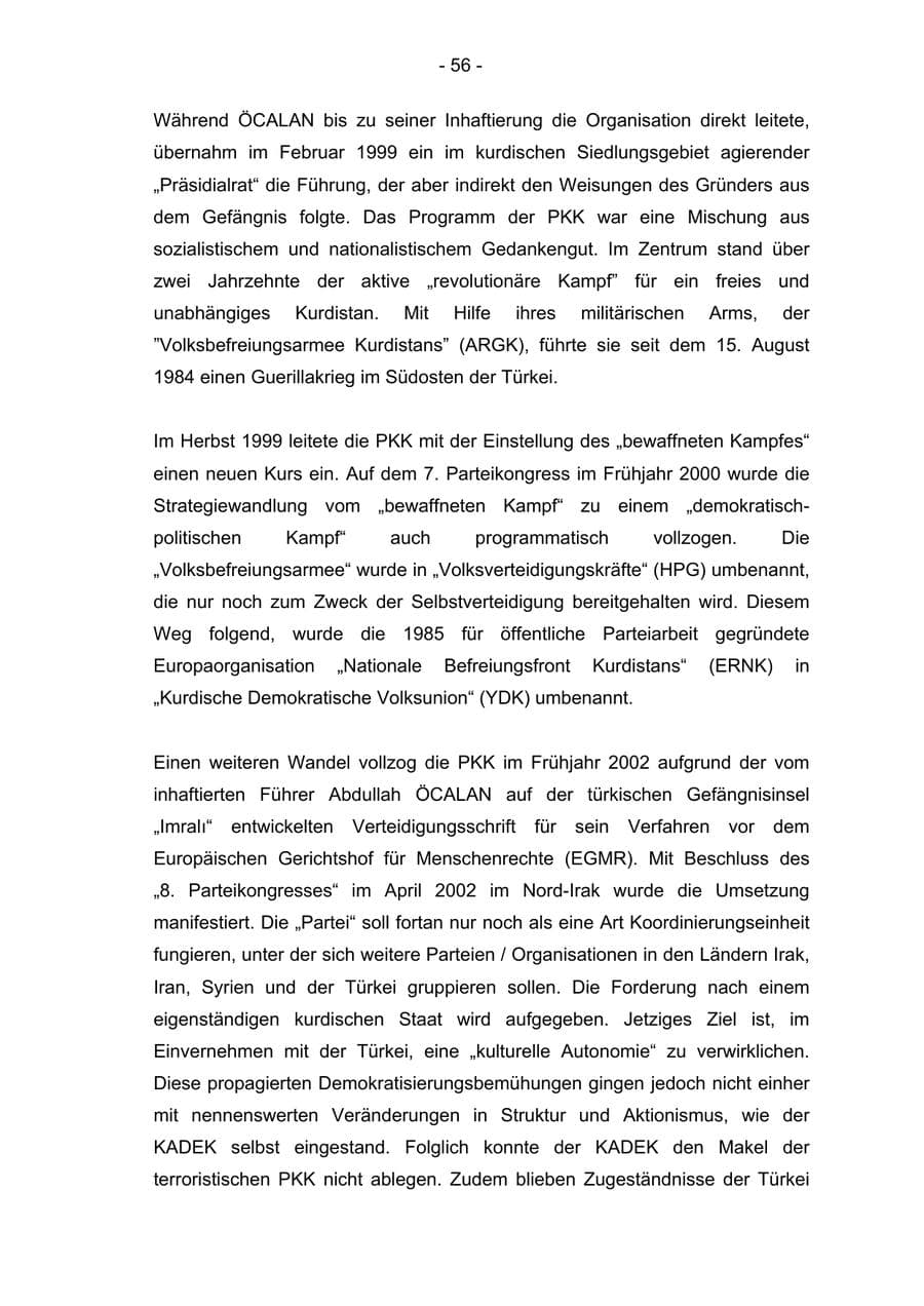 Seite 56 des Verfassungsschutzbericht 2004 Bremen
