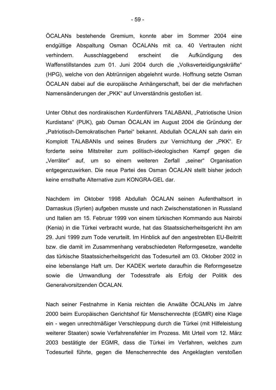 Seite 59 des Verfassungsschutzbericht 2004 Bremen