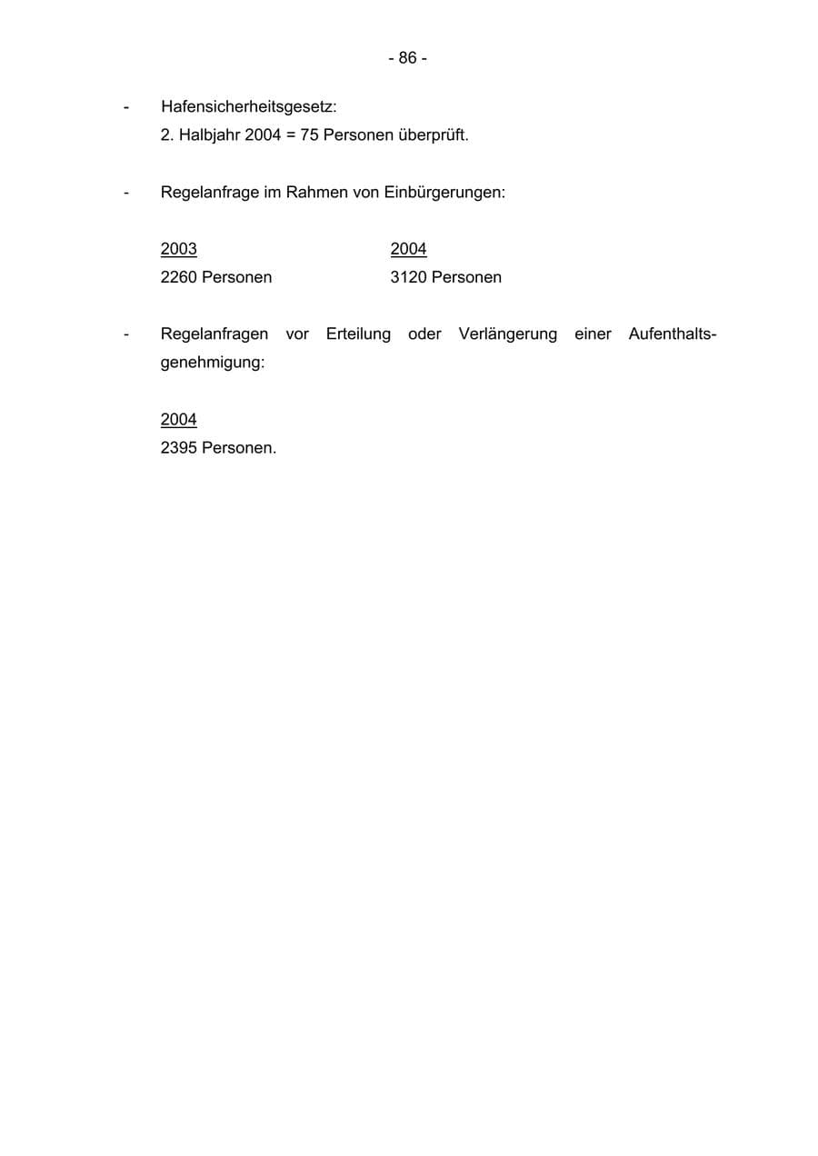 Seite 86 des Verfassungsschutzbericht 2004 Bremen