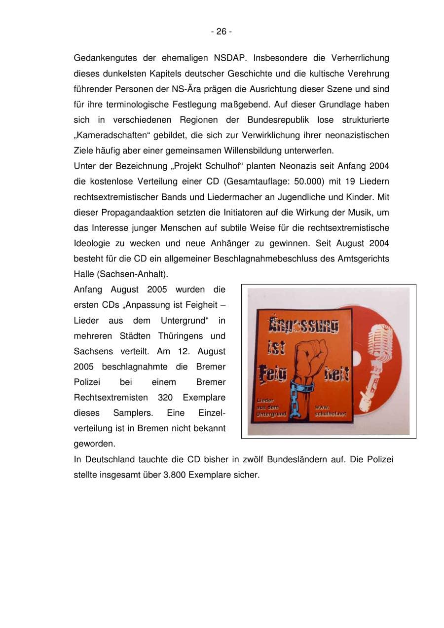 Seite 26 des Verfassungsschutzbericht 2005 Bremen