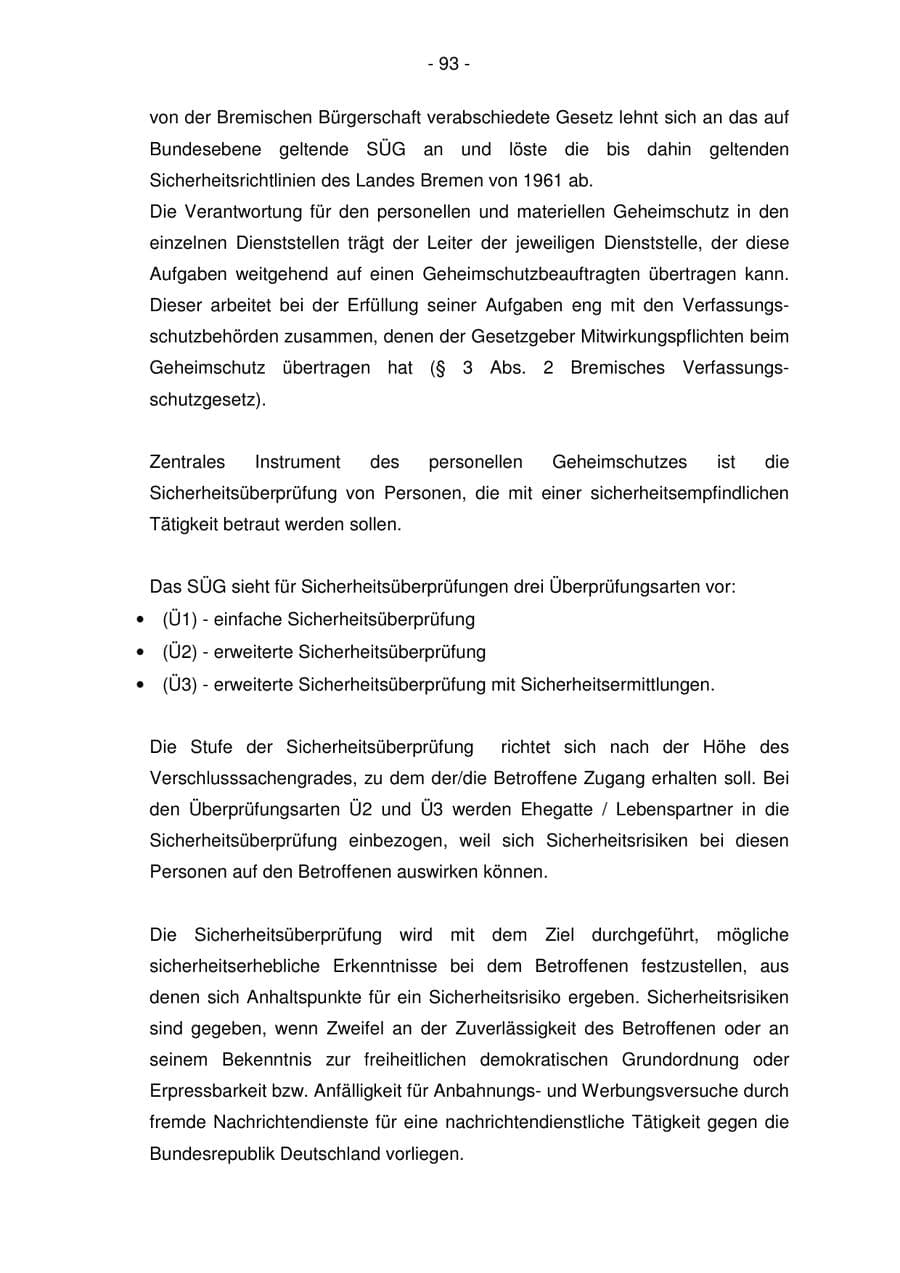 Seite 93 des Verfassungsschutzbericht 2005 Bremen
