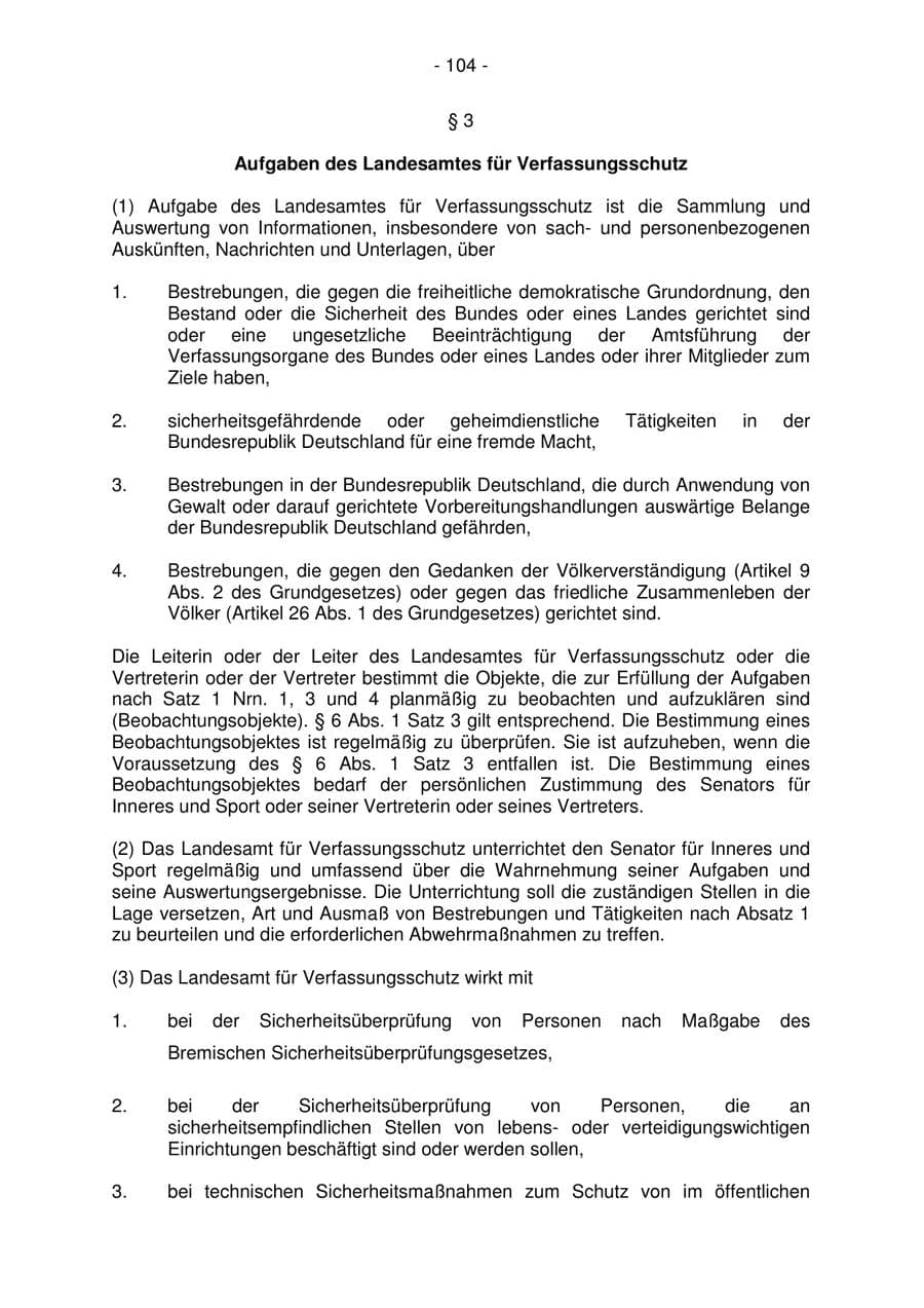 Seite 104 des Verfassungsschutzbericht 2006 Bremen
