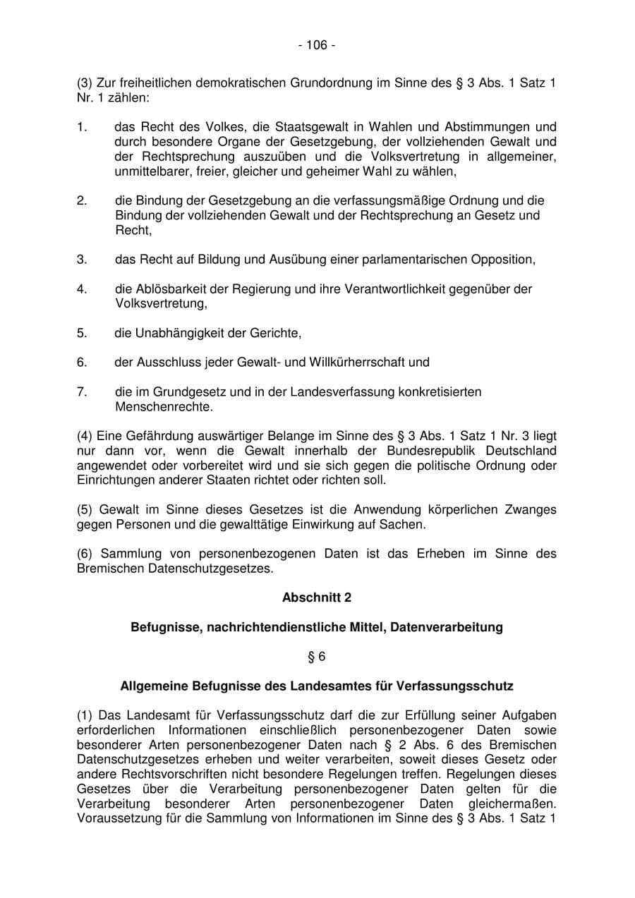 Seite 106 des Verfassungsschutzbericht 2006 Bremen