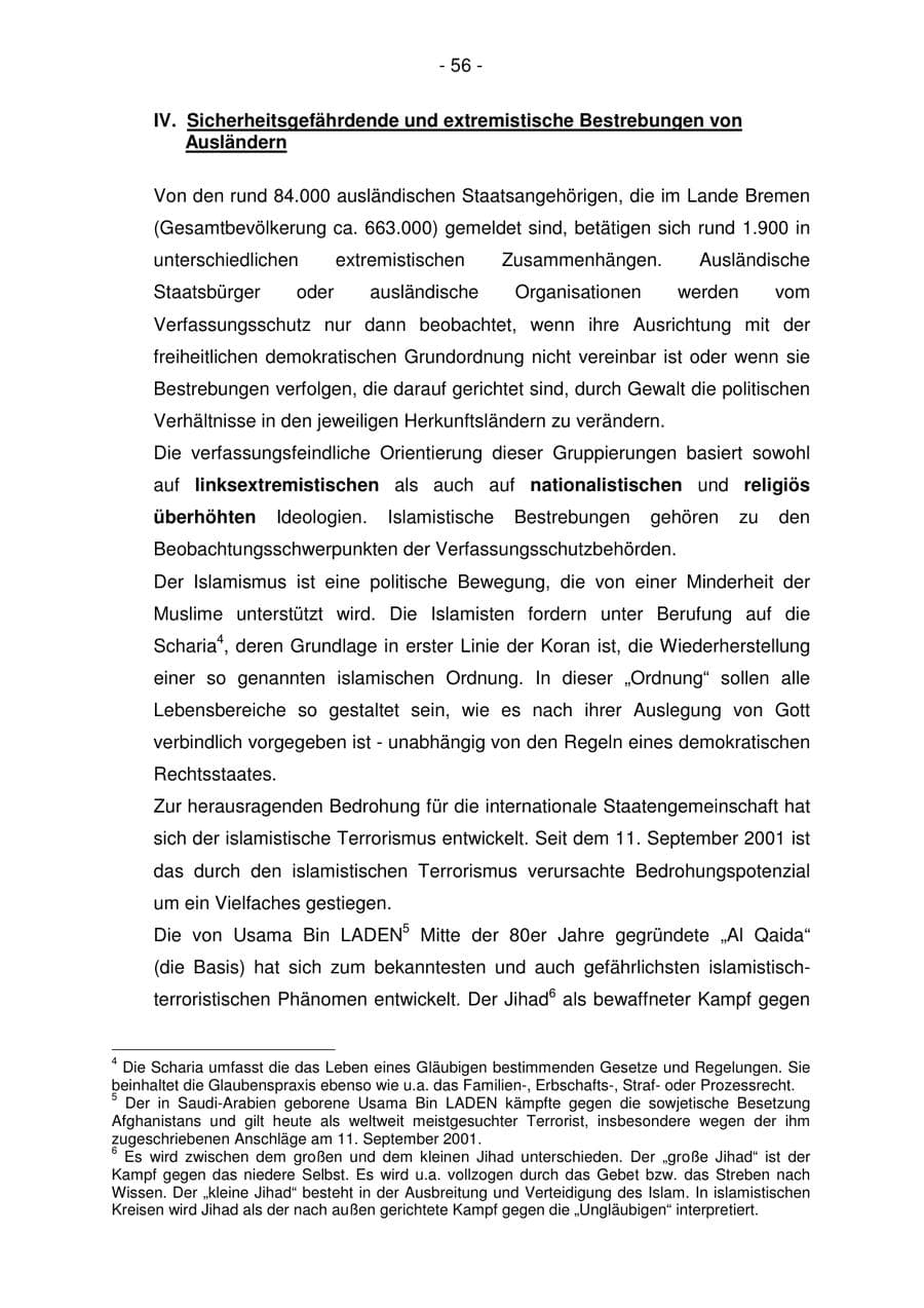 Seite 56 des Verfassungsschutzbericht 2006 Bremen