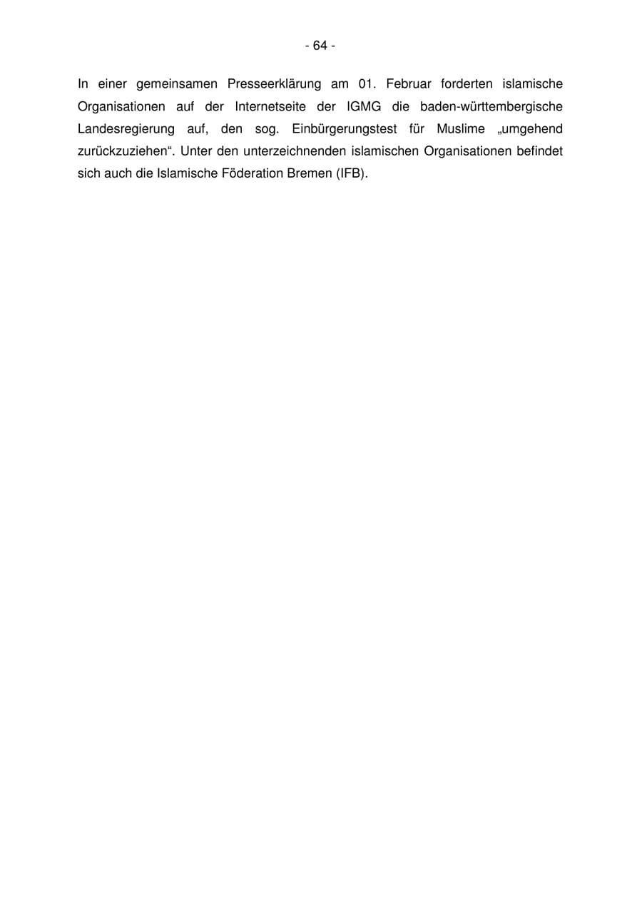 Seite 64 des Verfassungsschutzbericht 2006 Bremen