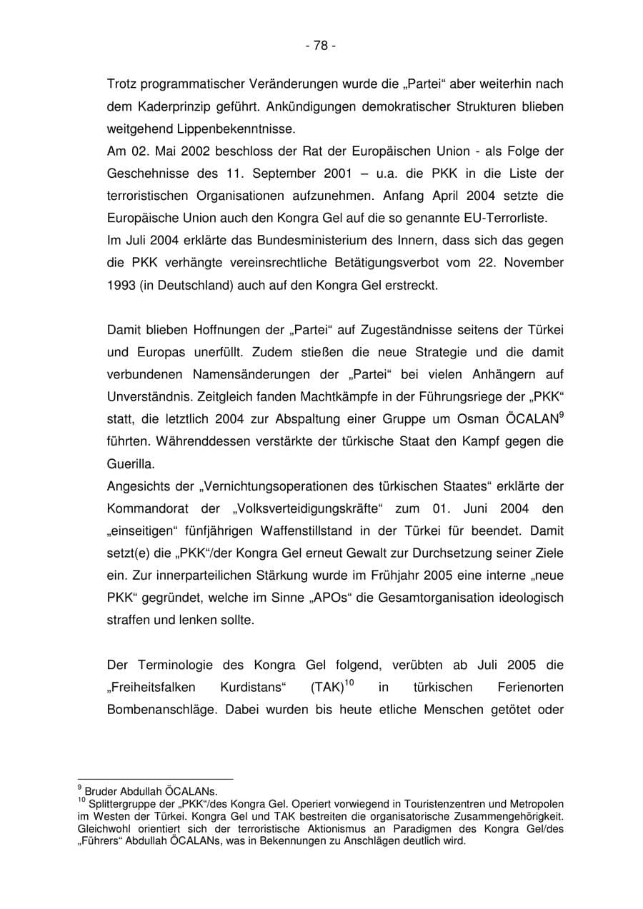 Seite 78 des Verfassungsschutzbericht 2006 Bremen