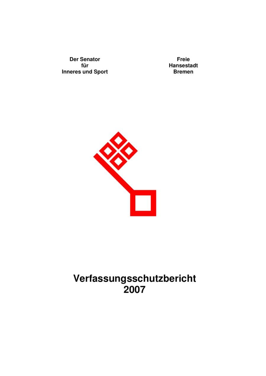 Seite 1 des Verfassungsschutzbericht 2007 Bremen