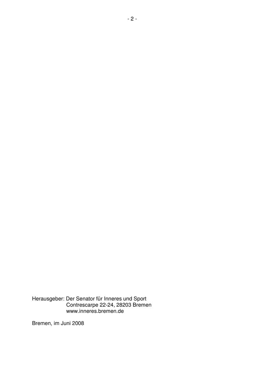 Seite 2 des Verfassungsschutzbericht 2007 Bremen