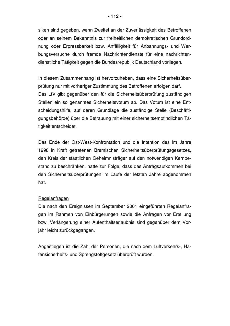 Seite 112 des Verfassungsschutzbericht 2007 Bremen
