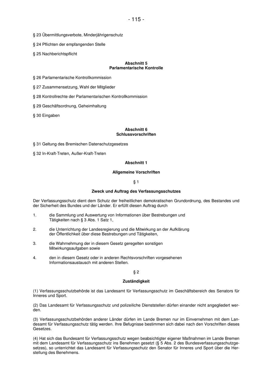 Seite 115 des Verfassungsschutzbericht 2007 Bremen