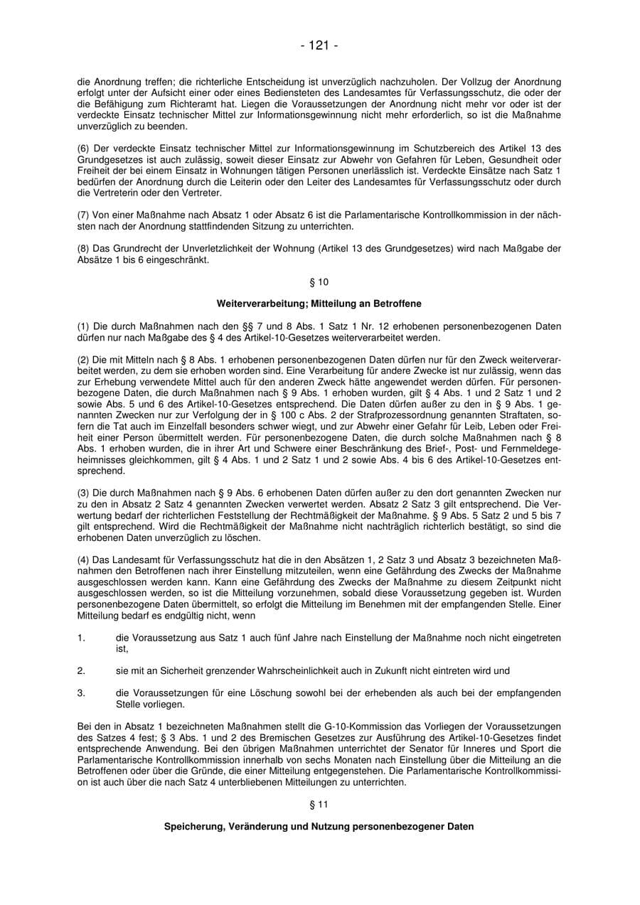 Seite 121 des Verfassungsschutzbericht 2007 Bremen