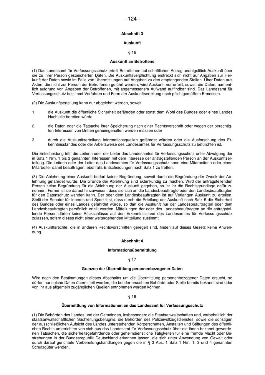 Seite 124 des Verfassungsschutzbericht 2007 Bremen