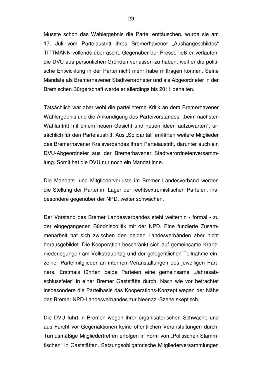 Seite 29 des Verfassungsschutzbericht 2007 Bremen