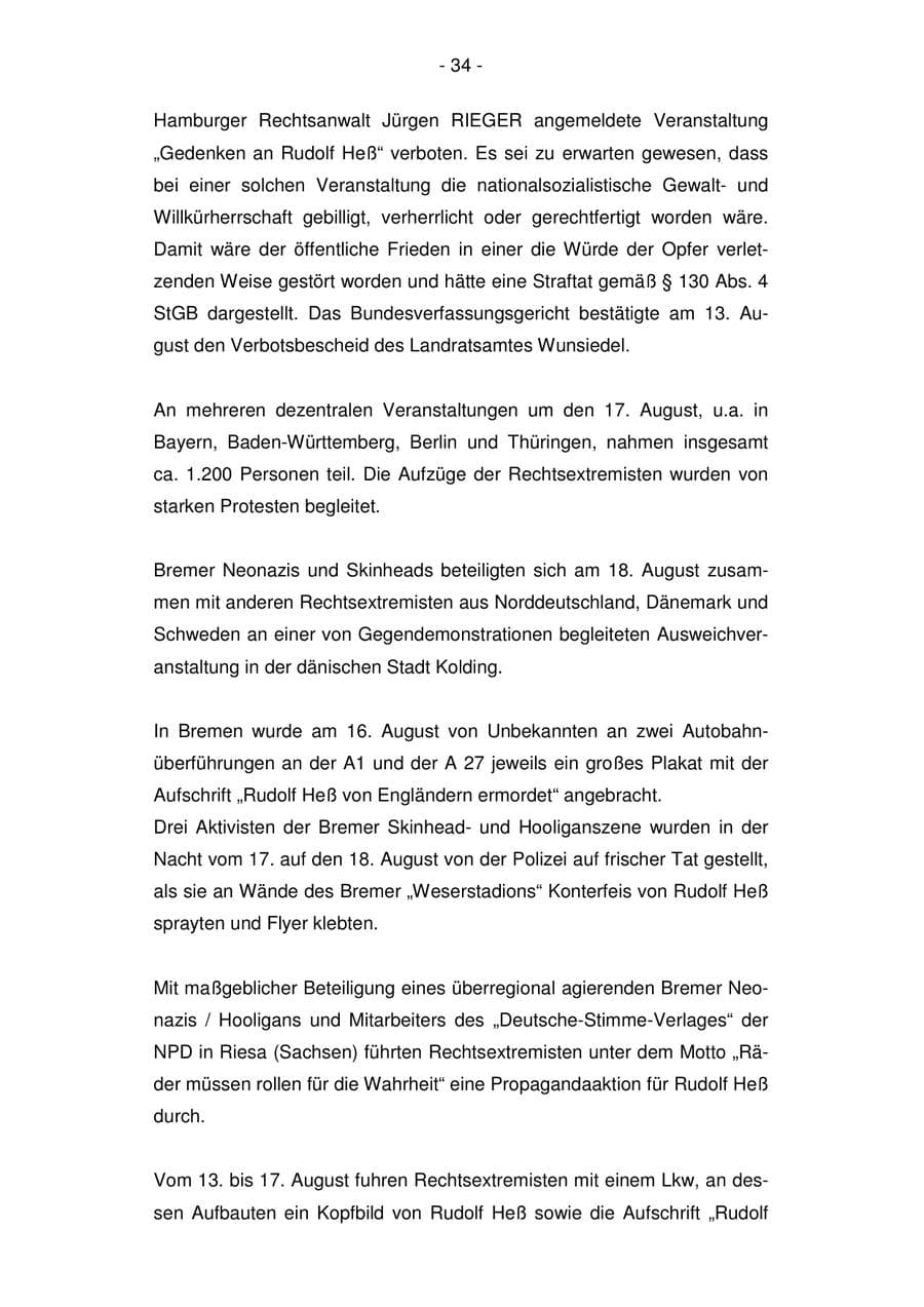 Seite 34 des Verfassungsschutzbericht 2007 Bremen
