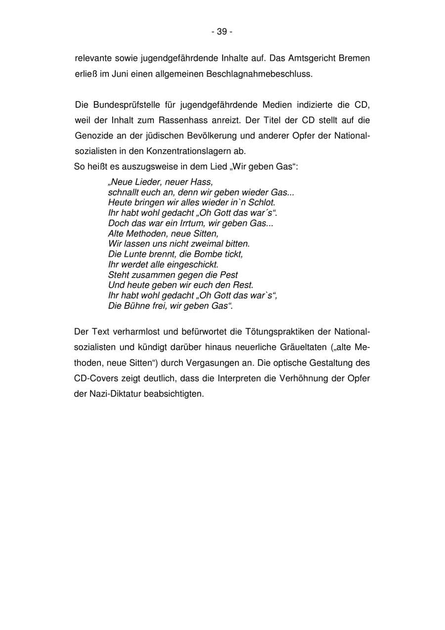 Seite 39 des Verfassungsschutzbericht 2007 Bremen