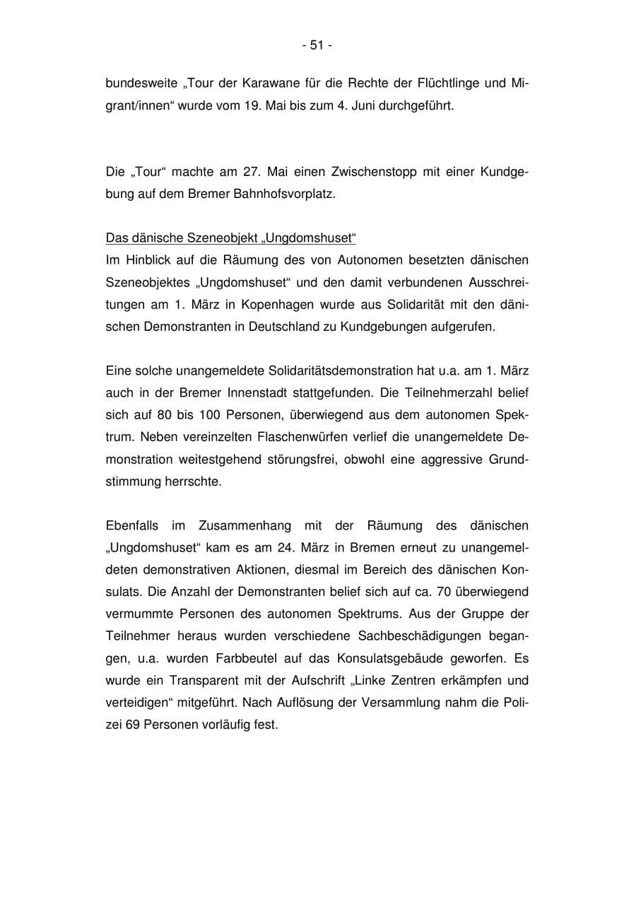 Seite 51 des Verfassungsschutzbericht 2007 Bremen