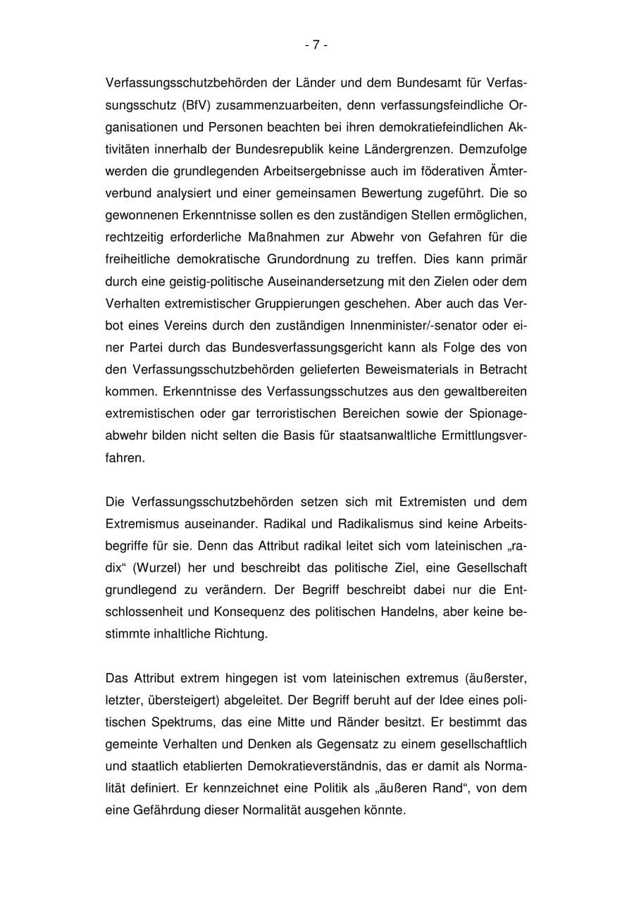 Seite 7 des Verfassungsschutzbericht 2007 Bremen